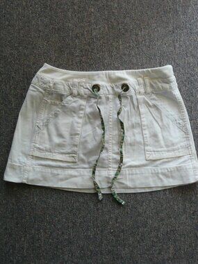 Women's Free People White Denim Mini Skirt Size 10 100% Cotton
